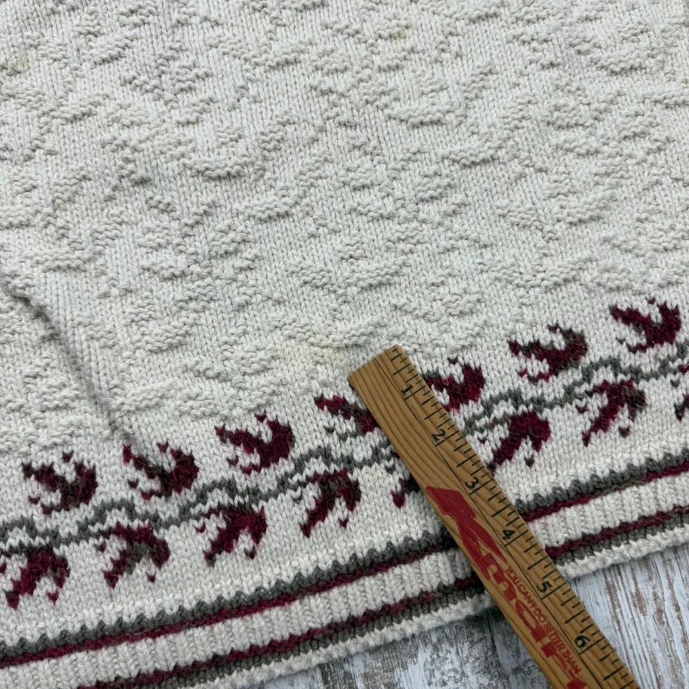 Mast Store Outfitters Vintage Cardinal Bird Knit Sweater Cream Cotton Womens L